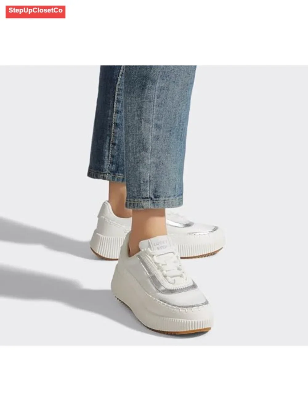 Chunky Platform Sneakers with Pearl Embellishments